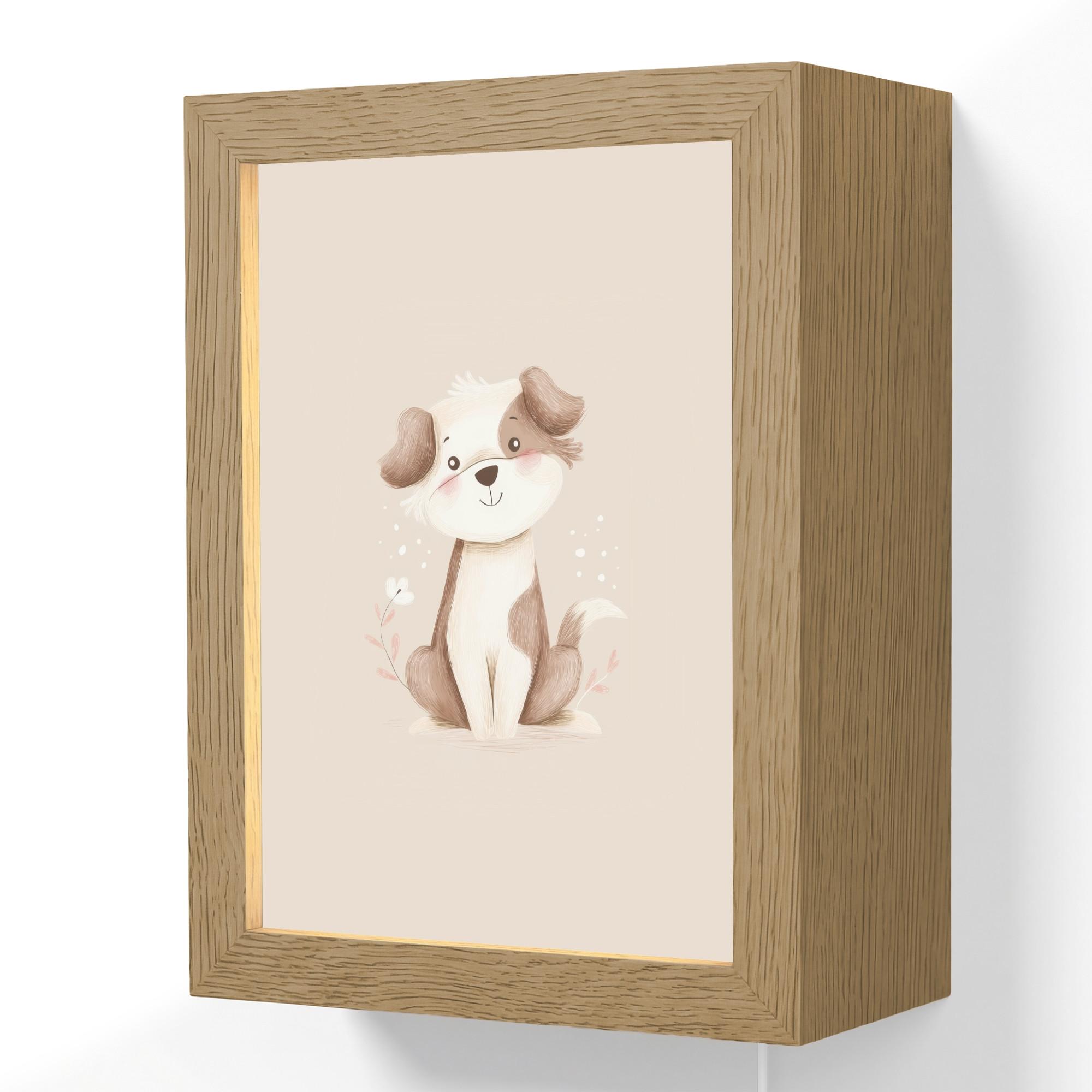 WANDLEUCHTE Hund - Gefleckt - Braun 15x20 cm - Beige, Holzwerkstoff (15/20/8cm) - OnlyWow
