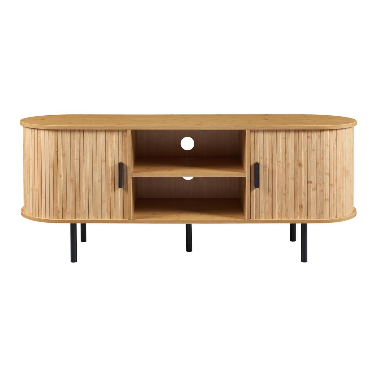 TV-ELEMENT Tvedestrand - Schwarz/Naturfarben, Holzwerkstoff/Metall (140/55/40cm) - [en.casa]