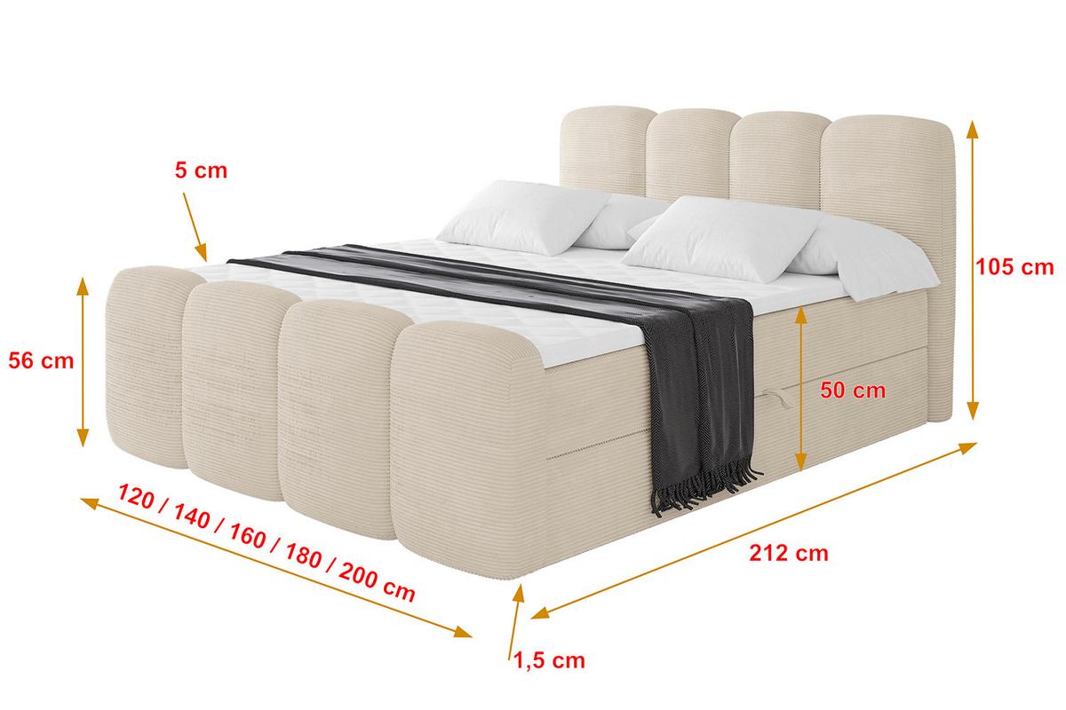 BOXBETT mit Matratze H4 und Lattenrost - NINA-Z - 160x200 cm - Beige - Ecru, Holzwerkstoff (160/200cm)