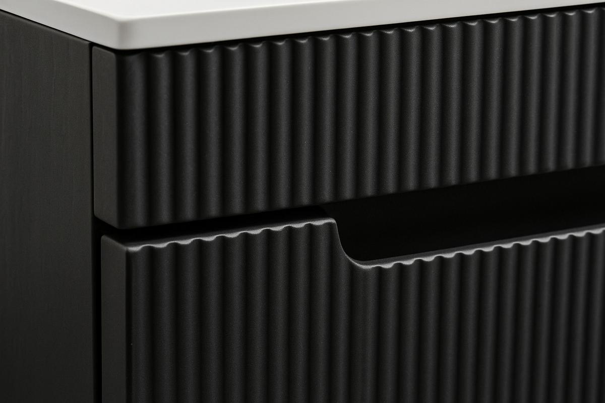 GÄSTE-WC-MÖBELSET Thermis 2 Teile Schwarz Matt - 40 x 22 x 53 cm - Schwarz/Weiß, Holz (40/53/22cm) - Badplaats