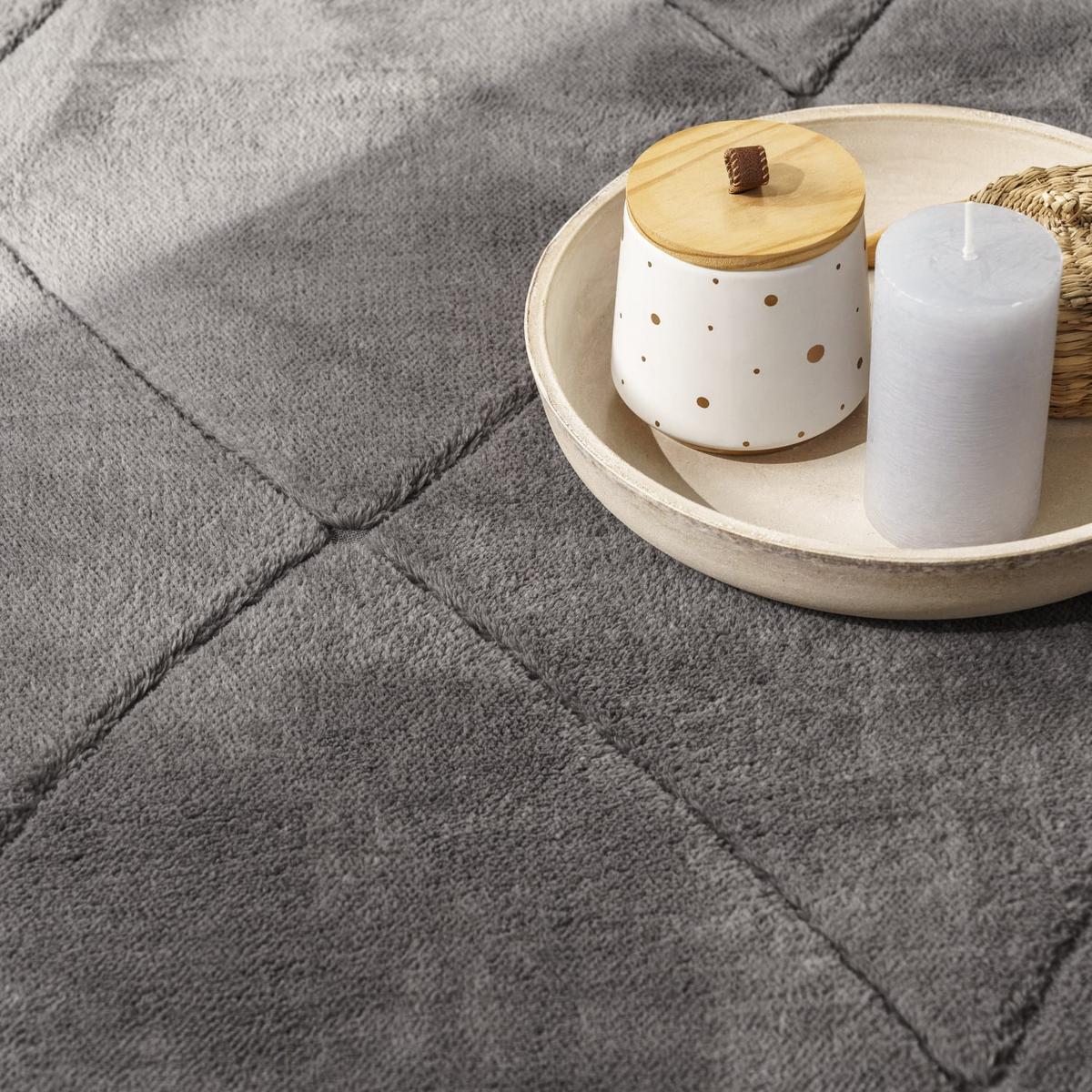 KURZFLORTEPPICH Waschbar, mit Rauten-Struktur, Anthrazit, 80 x 150 cm - Anthrazit, Textil (150/80cm) - KADIMA DESIGN