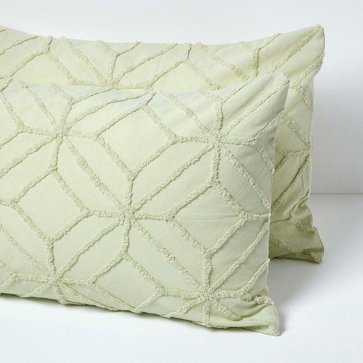 BETTWÄSCHE Perkal getuftet - Salbeigrün, Textil (135/200cm) - Homescapes
