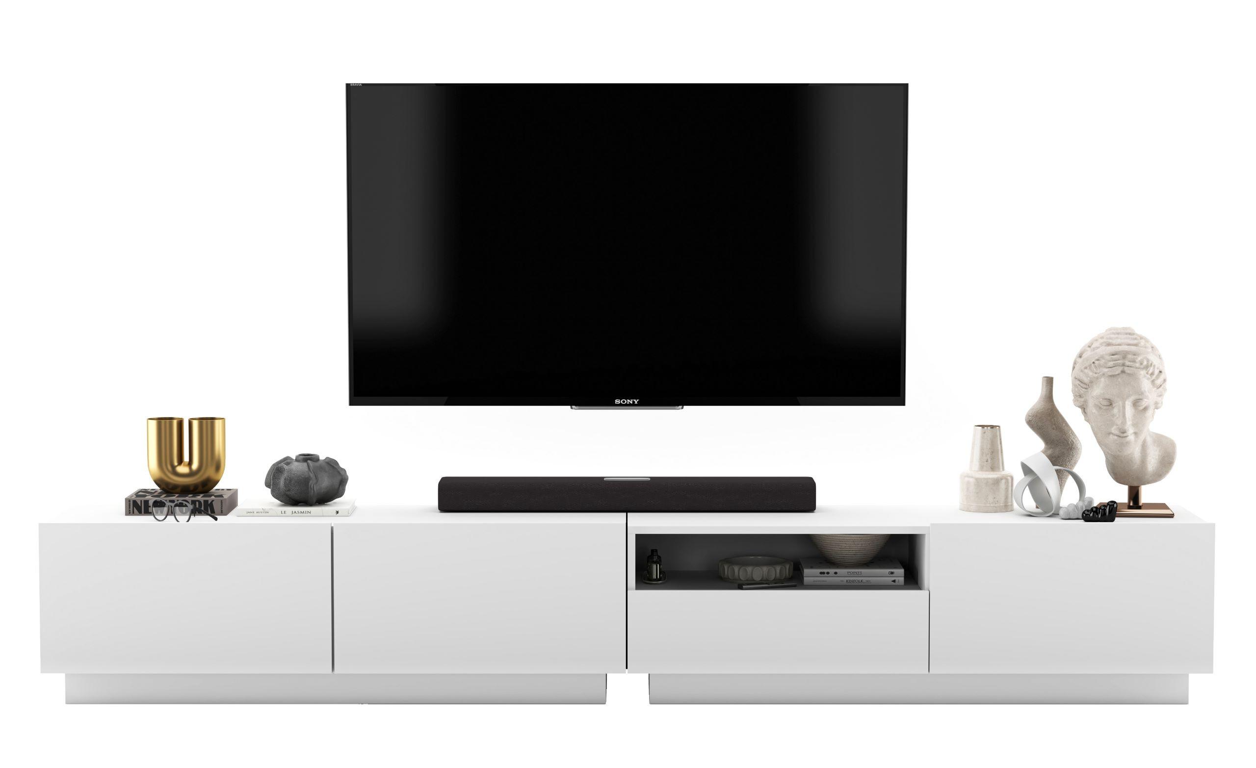 TV-LOWBOARD 2-er Set Enjoy Weiß Matt Loft Schublade 120 cm - Weiß, Holzwerkstoff (240/37/35cm) - Meble Lindner
