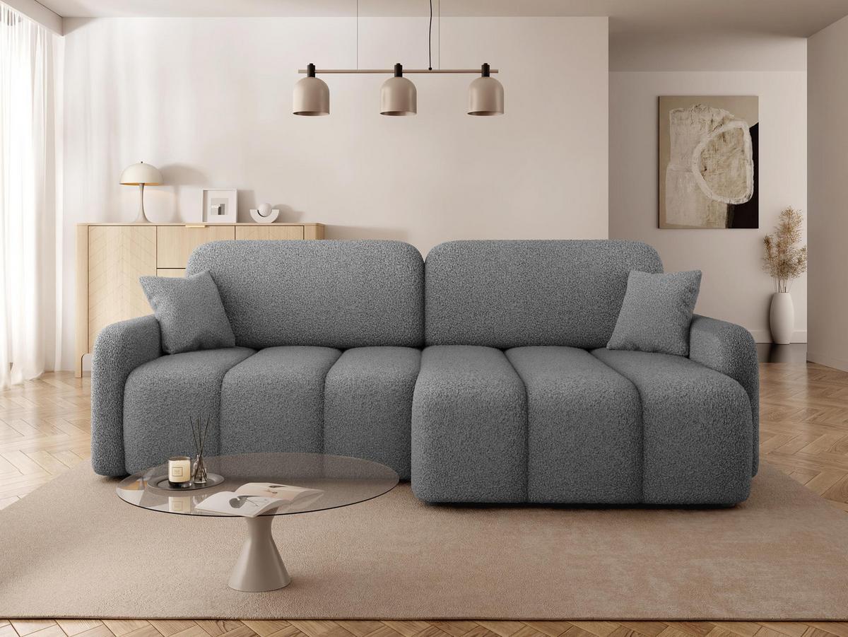 ECKSOFA Carlos Boucle - Schwarz/Grau, Holz/Kunststoff (236/160cm) - MIRJAN24