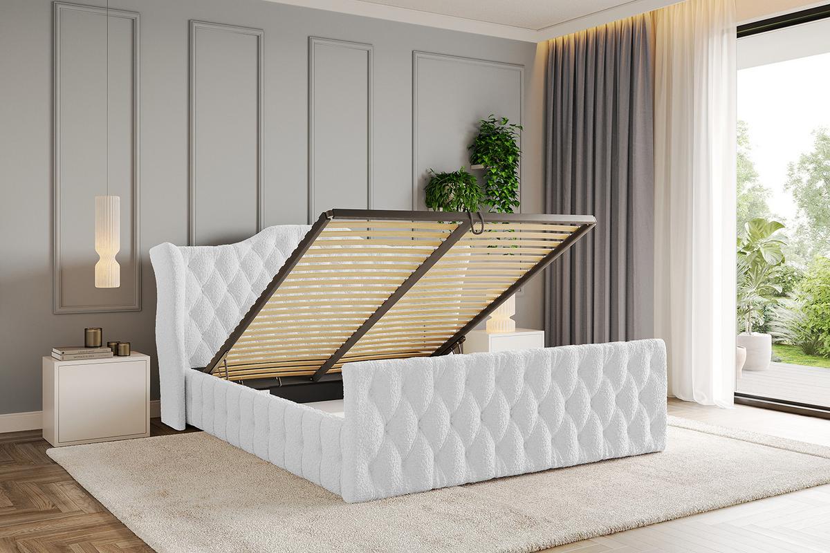 POLSTERBETT mit Bettkasten, Fußteil und Lattenrost, Boxbett mit Matratze H3/H4 - MODY-Z 120x200 Weiß - Weiß, Holzwerkstoff/Textil (120/200cm) - ALTDECOR