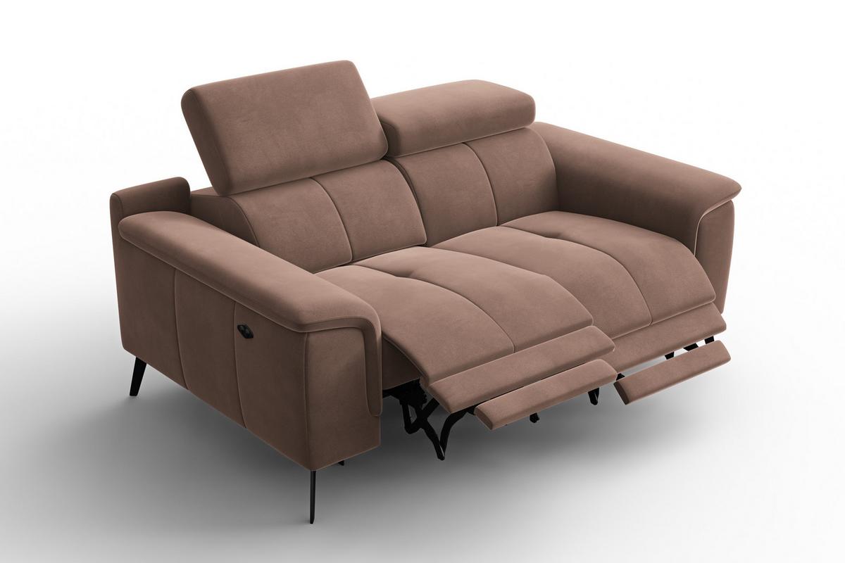 SOFA RELAX FIERO 2-Sitzer, Brauner Veloursstoff - Schwarz/Braun, Holz/Textil (170/82/103cm) - Courtois Laville