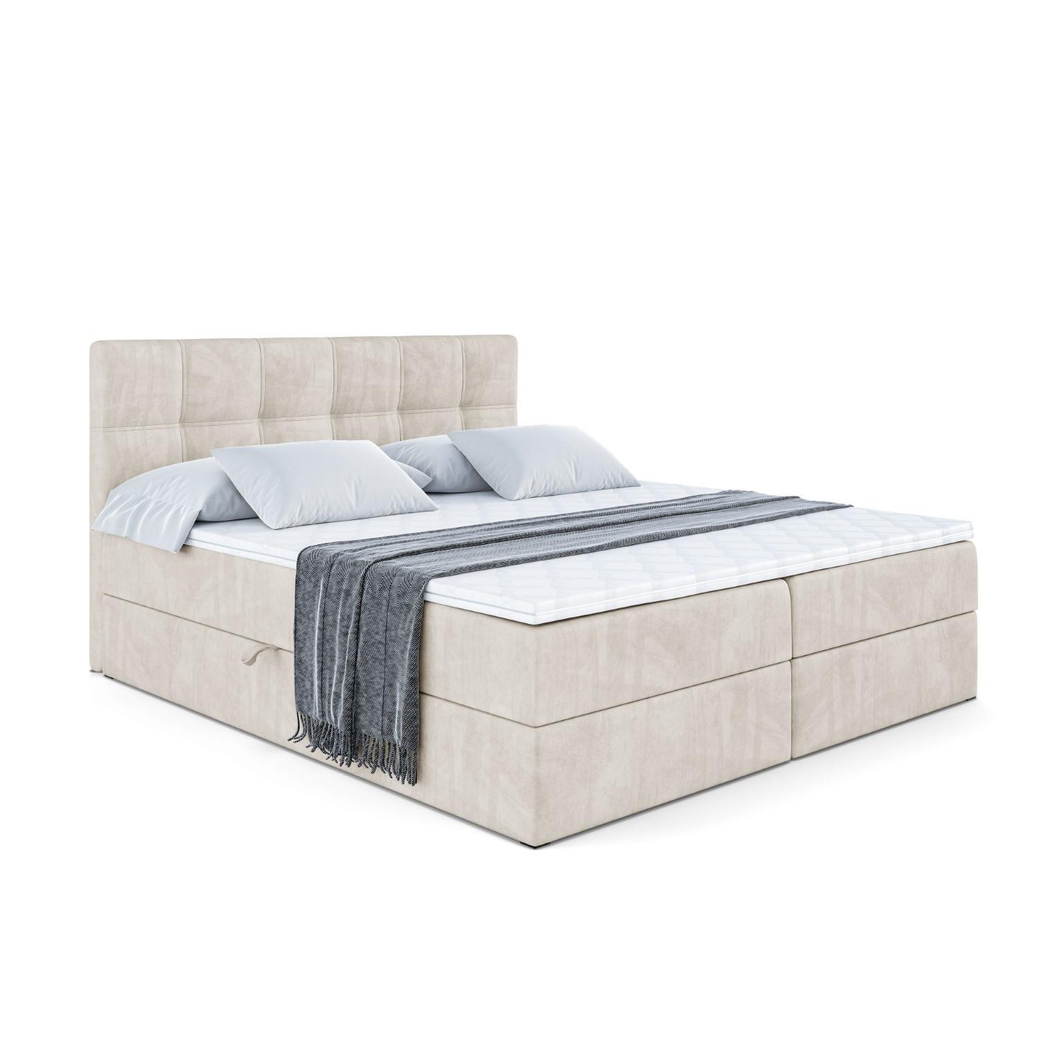 BOXBETT mit Matratze H3 und Lattenrost - MARCE - 120 x 200 cm - Beige - Creme, Holzwerkstoff (120/200cm) - ALTDECOR