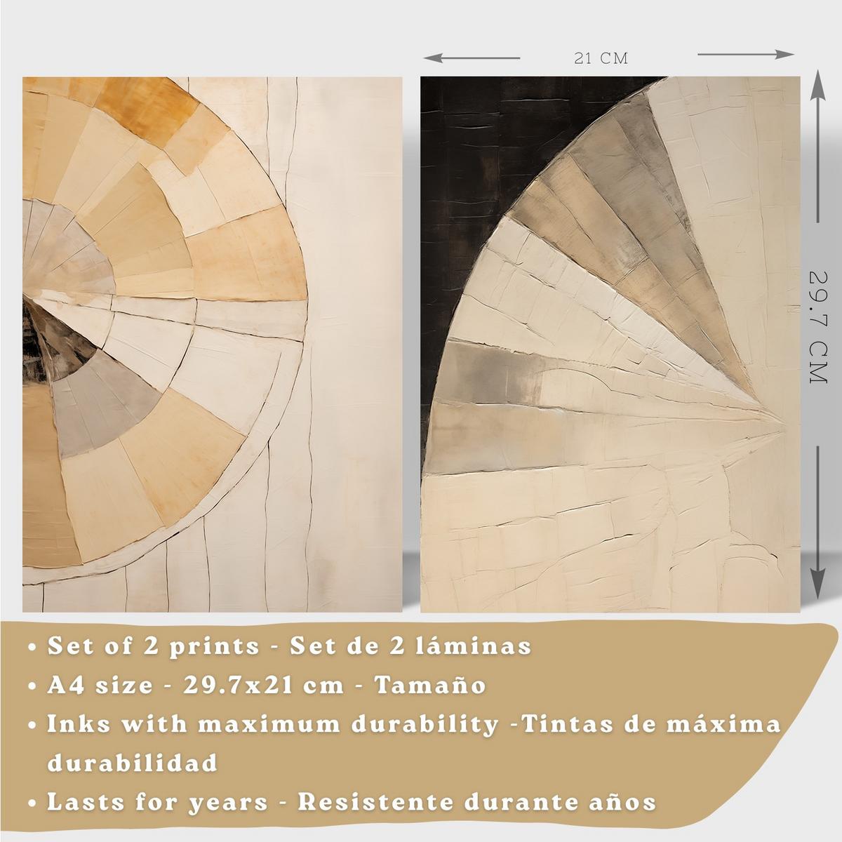 POSTER Set of 2 Abstract Wall Art Prints Modern Living Room Bedroom Kitchen Bathroom Decor Leichter Holzrahmen A4 - Beige, Papier (29.7/1/21cm) - Nacnic