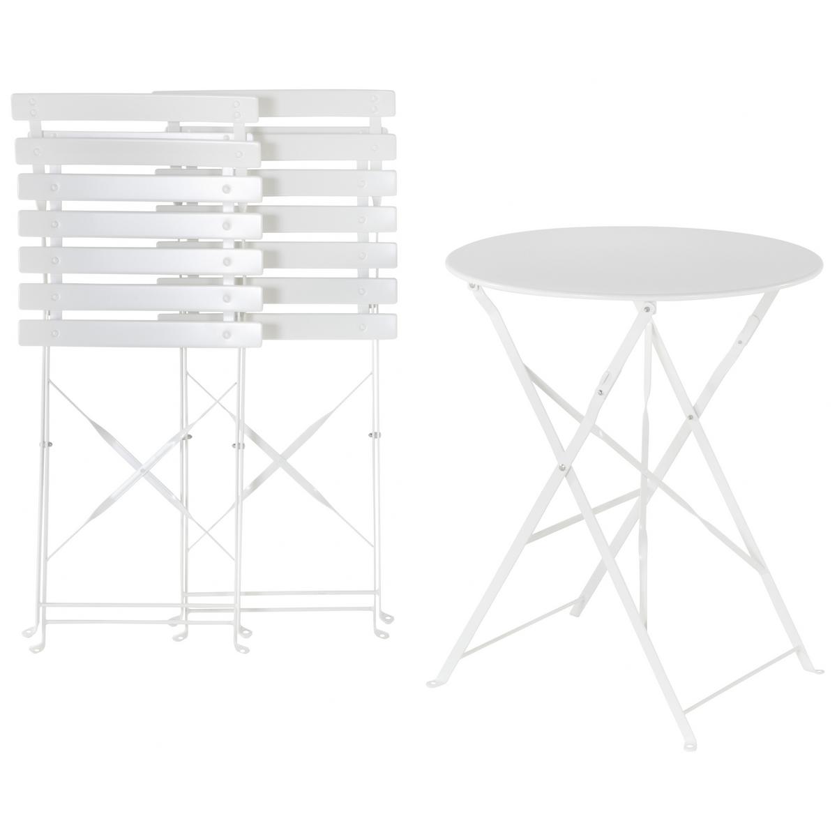 BALKONSET 2-Sitzer weiß zusammenklappbar Fiori - Weiß, Metall - Beliani