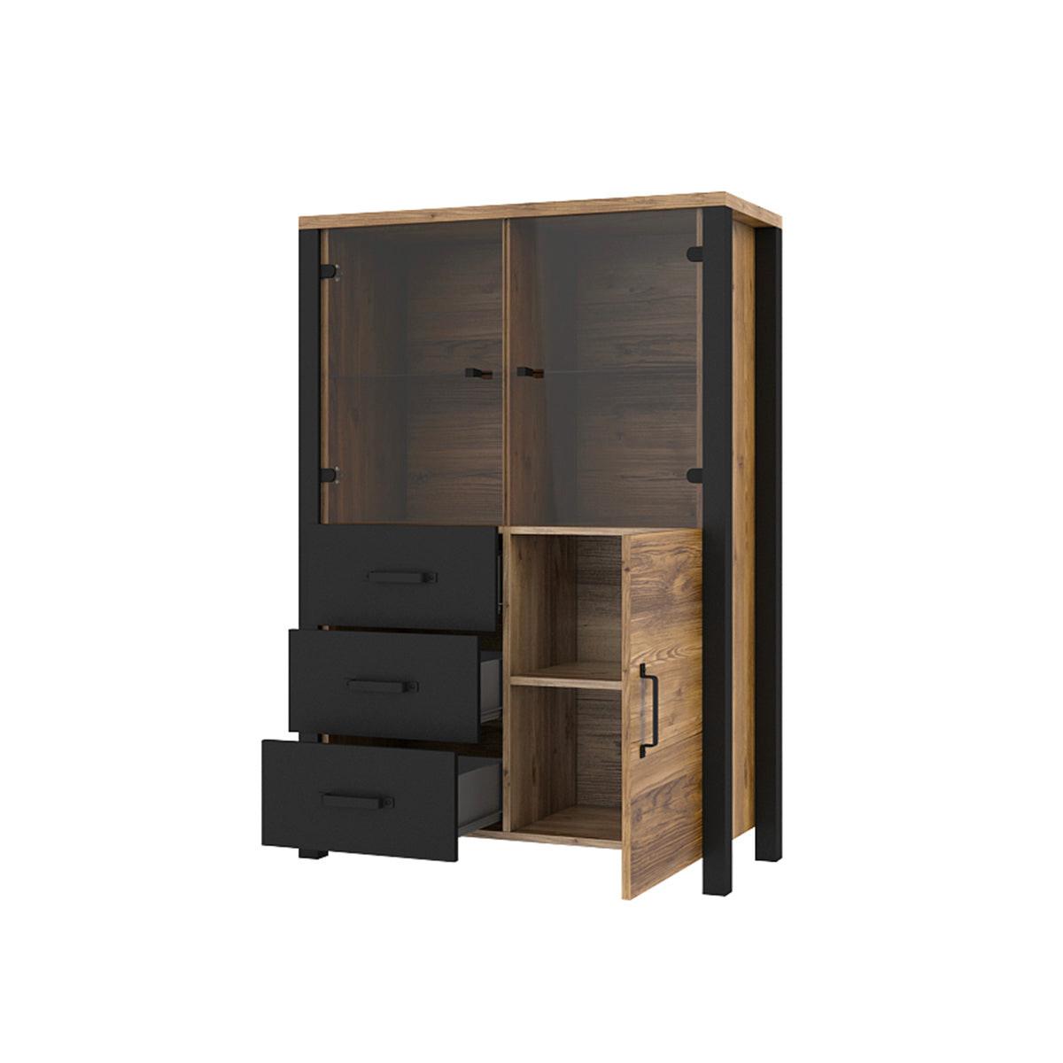 GESCHIRRSCHRANK Lyam Holz und Schwarz - Schwarz, Holzwerkstoff (101/146/43cm) - Petits-meubles