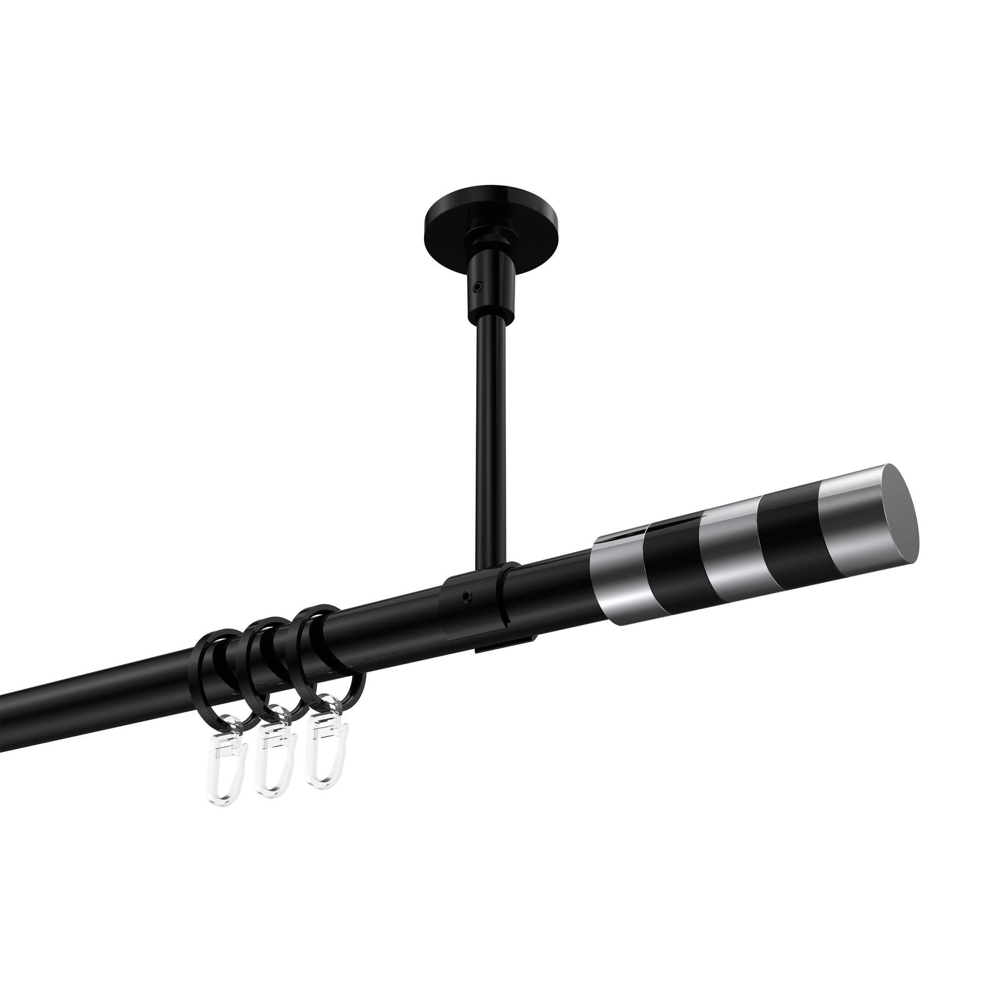 GARDINENSTANGE Sonette Mavell 200 cm, 1-läufig, 20 mm Ø Schwarz - Chromfarben/Schwarz, Metall (200cm) - INTERDECO