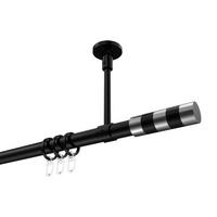 GARDINENSTANGE Sonette Mavell 200 cm, 1-läufig, 20 mm Ø Schwarz - Chromfarben/Schwarz, Metall (200cm) - INTERDECO