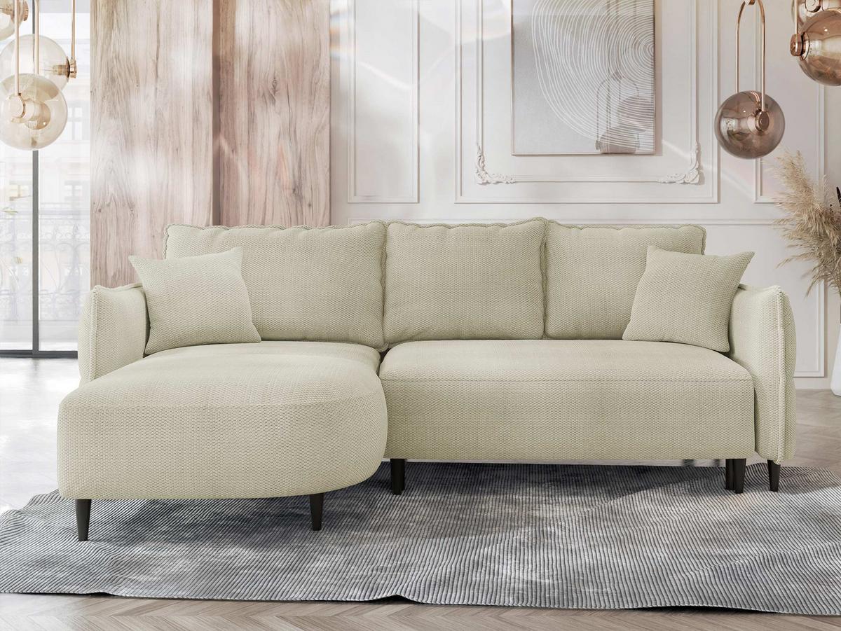 ECKSOFA Sycylia, Seite: Links - Schwarz/Naturfarben, Holz/Textil (244/165cm) - MIRJAN24