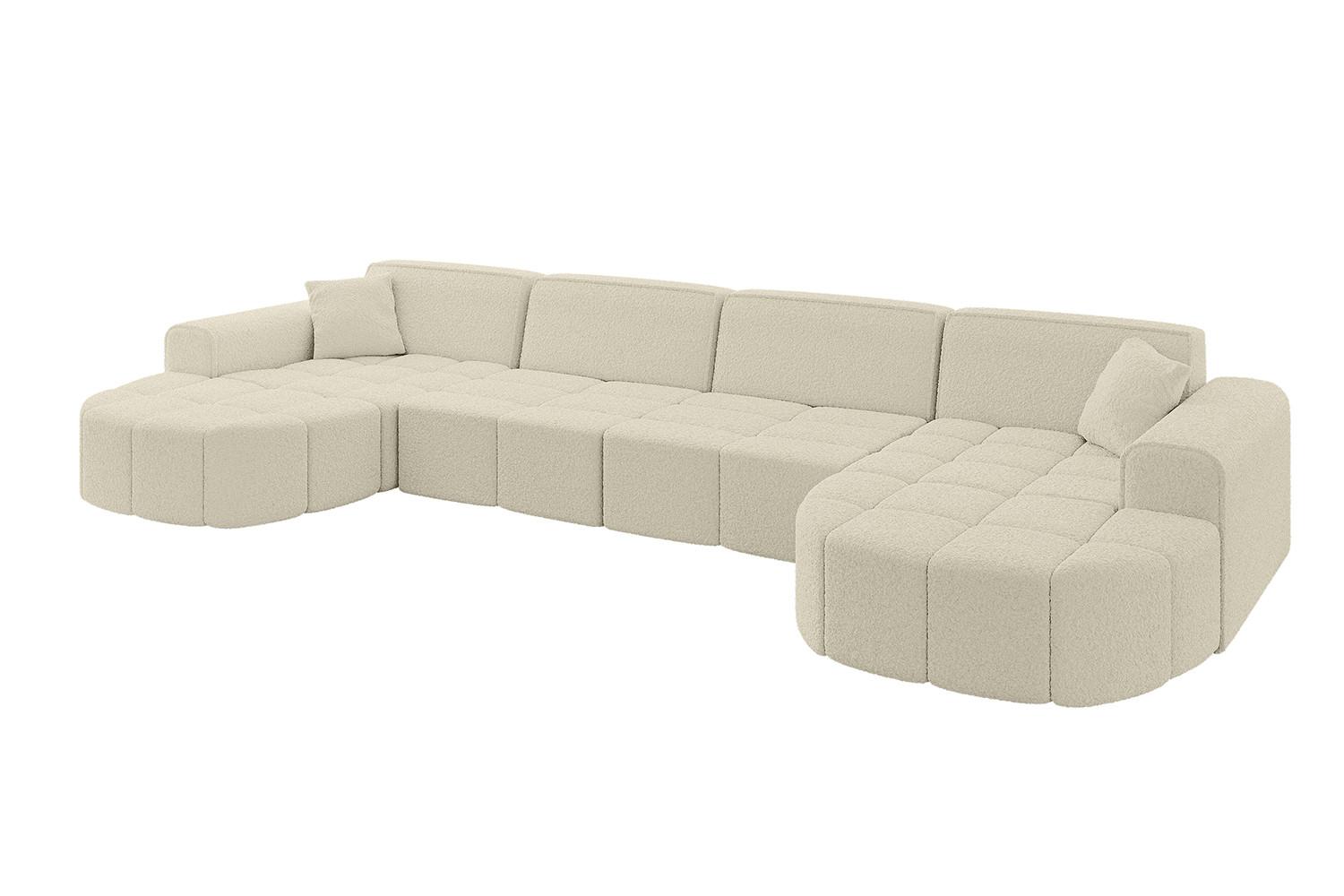 WOHNLANDSCHAFT LIVO-U2 - 400x173x79,5 cm Beige - Beige, Holzwerkstoff/Textil (400/79/173cm) - ALTDECOR