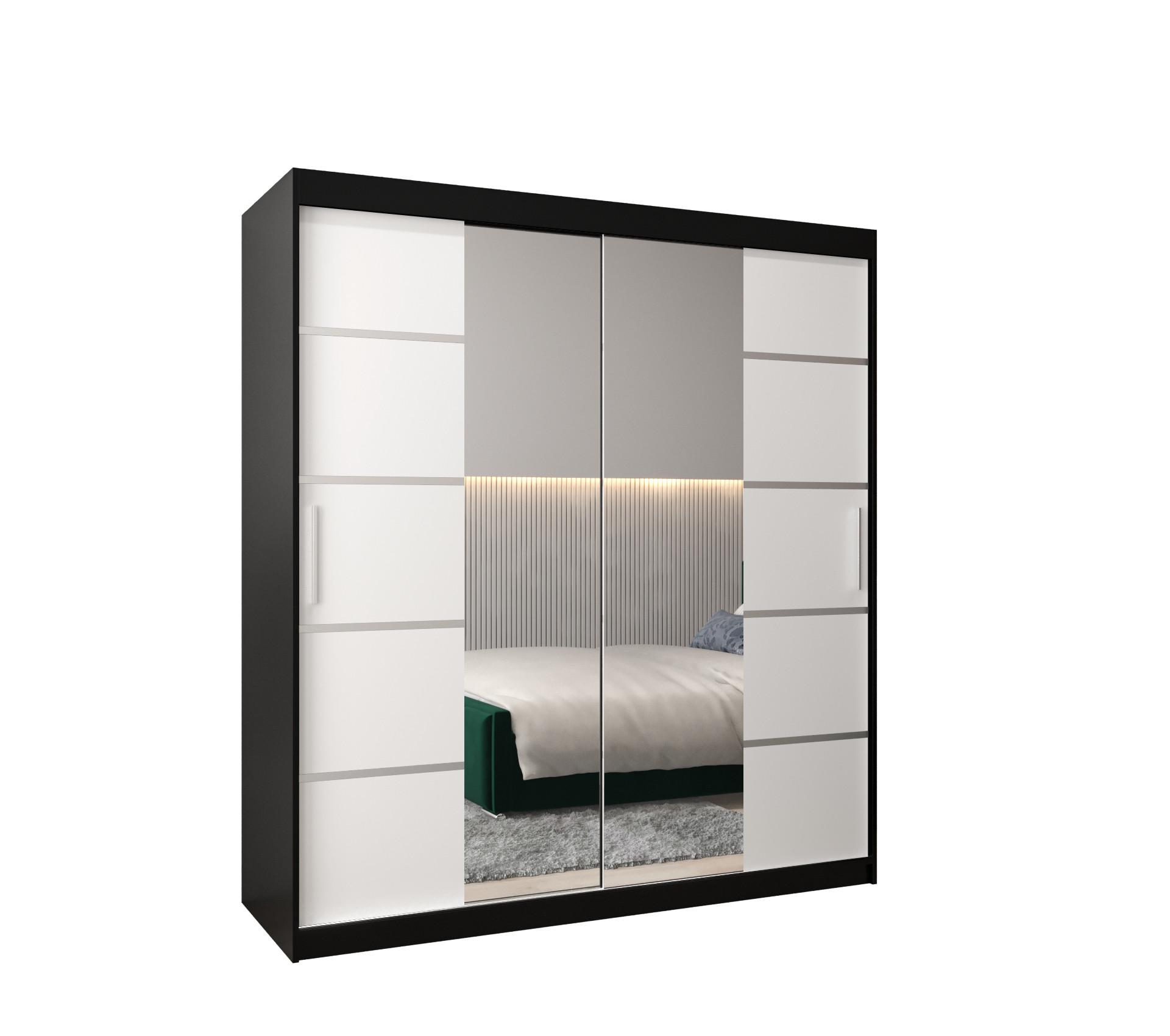 SCHWEBETÜRENSCHRANK 200/180/62 2-türig - Silberfarben/Schwarz, Holz/Kunststoff (180/200/62cm) - MÖBEL KRYSPOL
