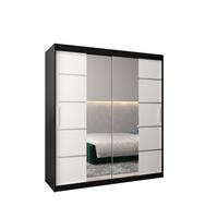 SCHWEBETÜRENSCHRANK 200/180/62 2-türig - Silberfarben/Schwarz, Holz/Kunststoff (180/200/62cm) - MÖBEL KRYSPOL