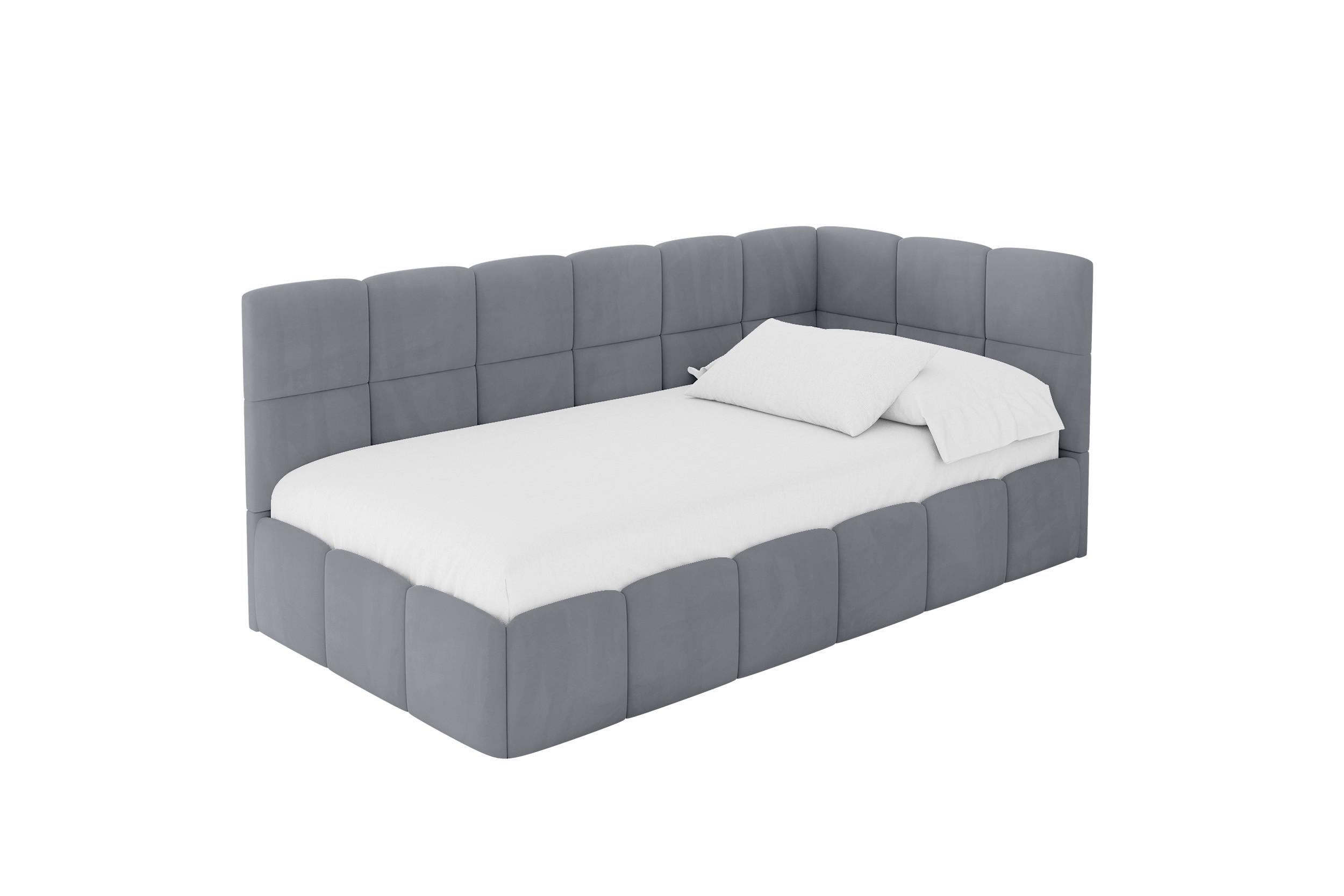 EINZELBETT Jugendbett mit Bettkasten Links, mit Matratze - LIVY 90x200 Grau - Grau, Holzwerkstoff/Textil (90/200cm) - ALTDECOR