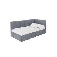 EINZELBETT Jugendbett mit Bettkasten Links, mit Matratze - LIVY 90x200 Grau - Grau, Holzwerkstoff/Textil (90/200cm) - ALTDECOR