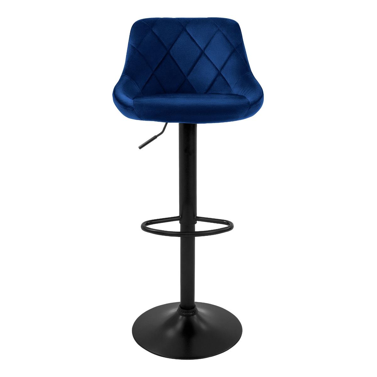 BARHOCKER 2er Set aus Samt Blau höhenverstellbar/drehbar - Blau/Schwarz, Metall (37/106/47cm) - ML-DESIGN