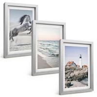 BILDER SET 3er Set - 20x30 cm Silberner Rahmen - Pferde, Strand, Leuchtturm, Wellen - Silberfarben, Kunststoff (20/30cm) - TULUP