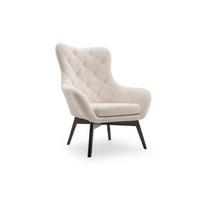SESSEL SOGNO, Klassisch Loungesessel ergonomisch, Bucle-Stoff Weiß - Weiß, Holz/Holzwerkstoff (88/108/88cm) - MASSENO