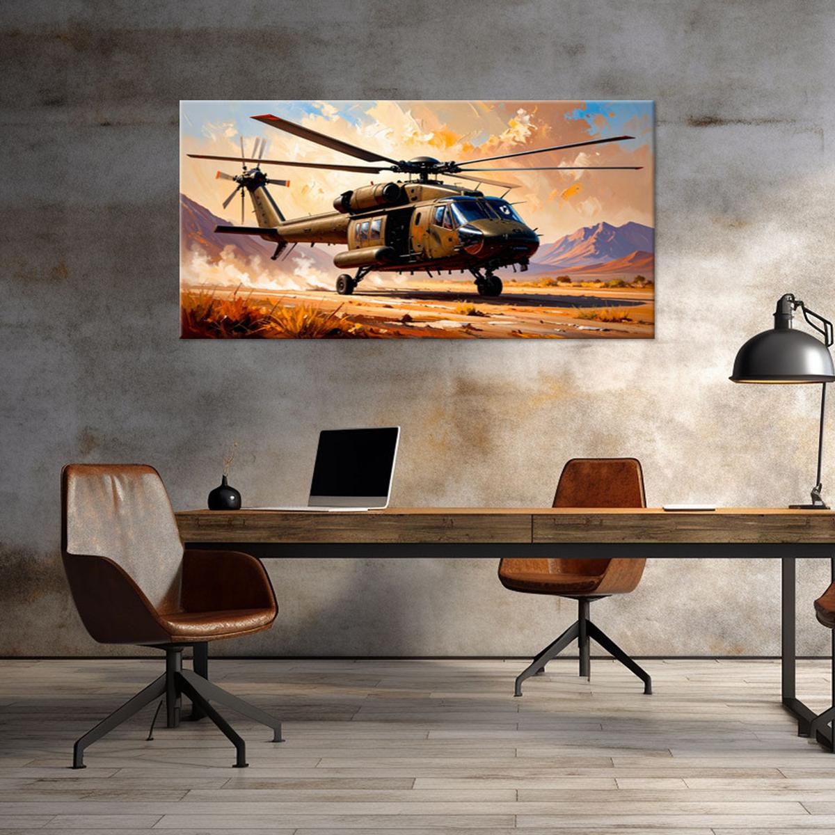 LEINWANDBILD Hubschrauber 120x60cm - Beige, Textil (120/60cm) - Feeby