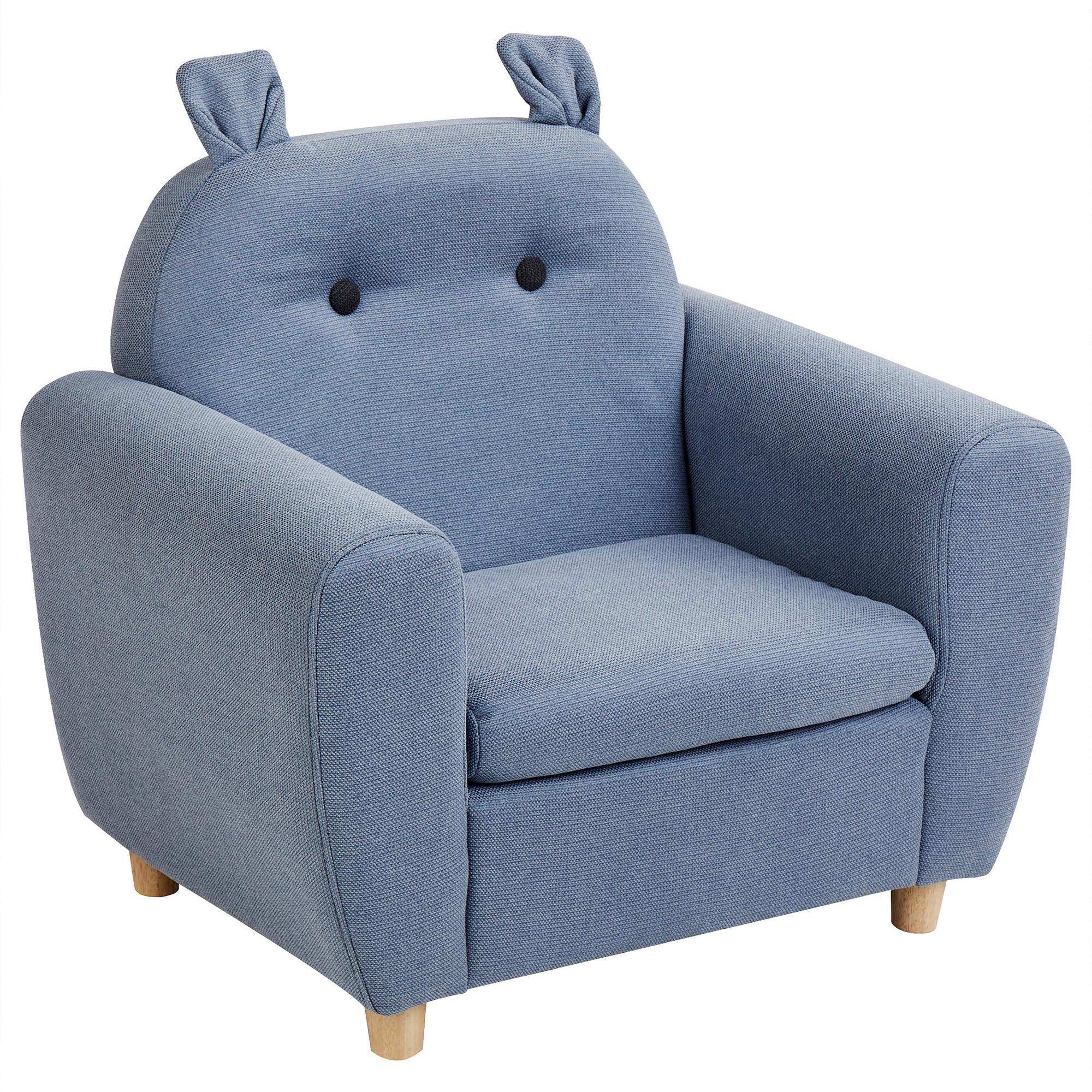 KINDERSESSEL Nilpferd Stoff Blau Maribo - Blau, Textil (61/59/44cm) - Beliani