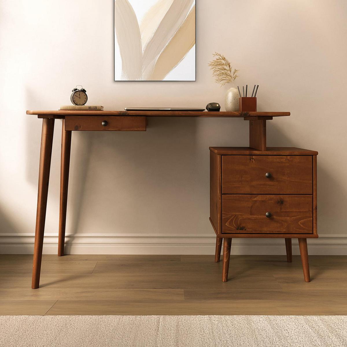 SCHREIBTISCH PIERO Kastanie - Kastanienfarben, Holz (54/138/75cm) - IDIMEX