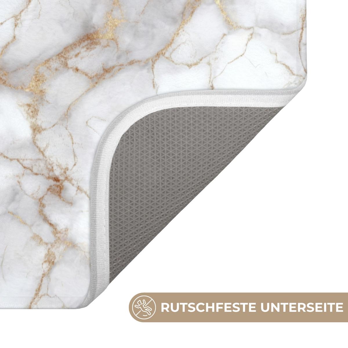 BADEMATTE Weiß - Gold - Marmor - Grau 60x90 cm - Weiß, Textil (60/90cm) - OnlyWow