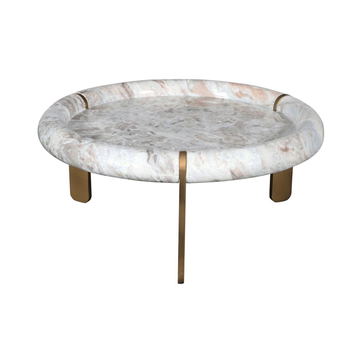 COUCHTISCH GROSS marmor metall 80/80/35 cm - Braun, Naturmaterialien (15/80/35cm) - Signature