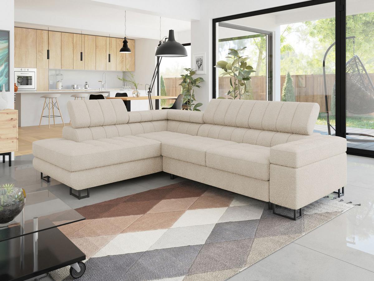ECKSOFA Laris Premium, Seite: Links - Beige/Schwarz, Holz/Textil (271/203cm) - MIRJAN24