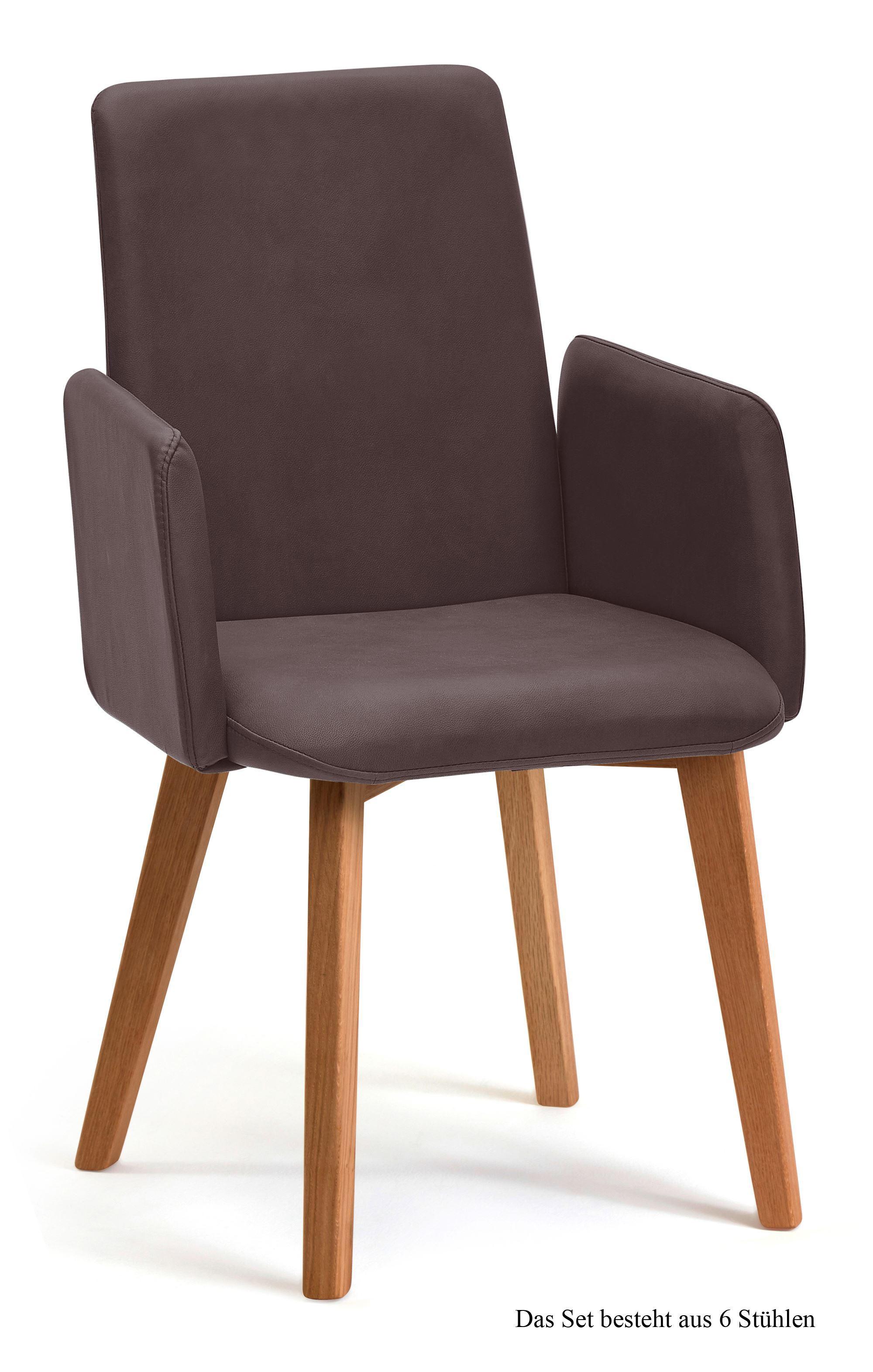 ARMLEHNSTUHL (6er-Set) Darcie 52x92x60 Eiche geölt/Braun - Eichefarben/Braun, Kunststoff (60/92/52cm) - 58aufmkessel