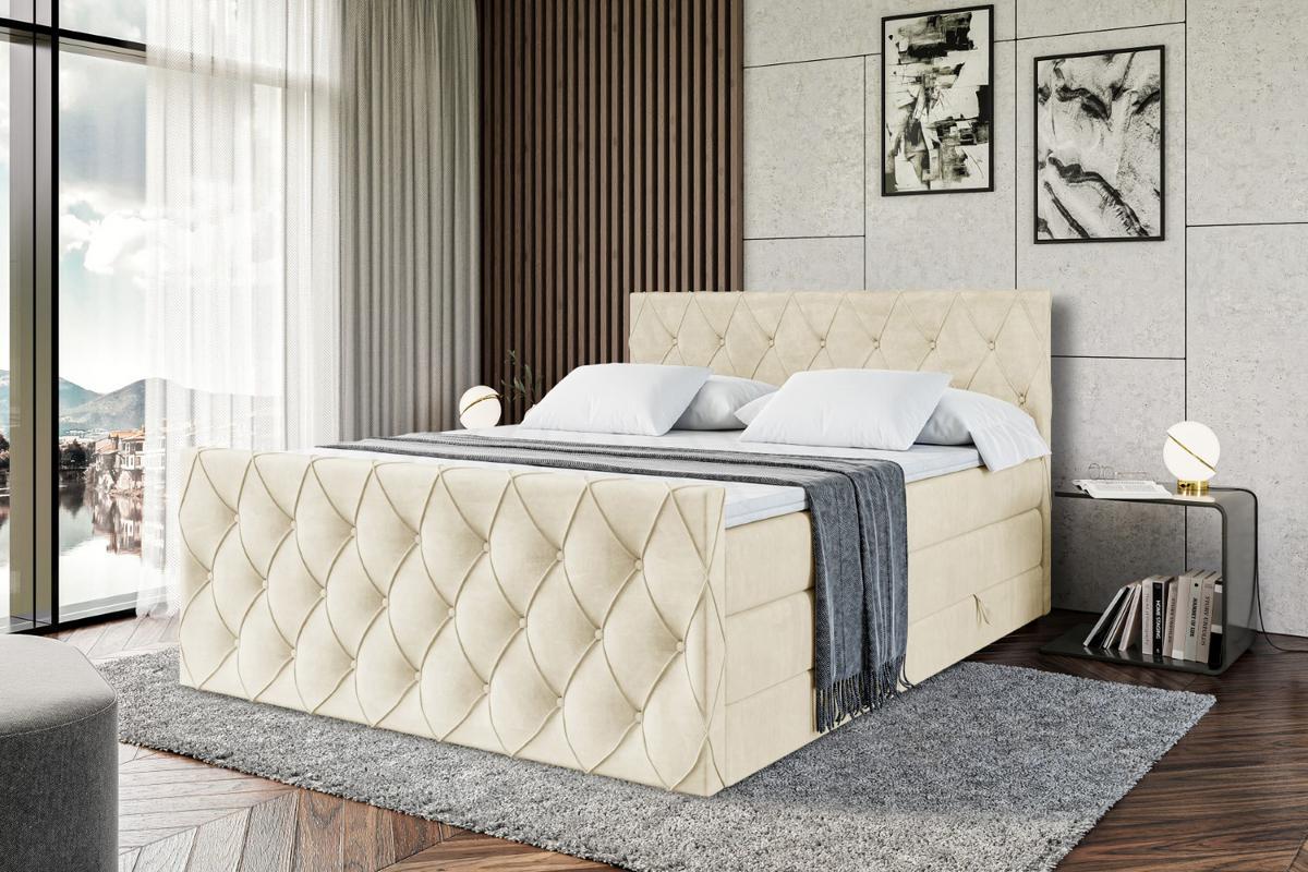 BOXSPRINGBETT AMAY-Z KING - 140x200 - H3/H4 - Beige - Beige, Holzwerkstoff (140/200cm) - ALTDECOR