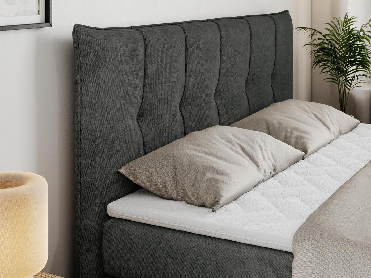 BOXSPRINGBETT PREMIUM 10 KING 200/200 Dunkelgrau Struktur - H3 - Dunkelgrau, Holz/Textil (200/200cm) - MKS