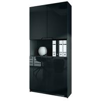 BÜROSCHRANK Logan Fronten in Schwarz Hochglanz - Schwarz Hochglanz, Holzwerkstoff (82/184/37cm) - Vladon
