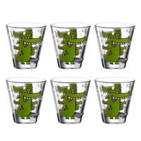 KINDERBECHER Bambini Krokodil 215 ml 6er Set - Grün, Glas (0.215L) - Leonardo Living