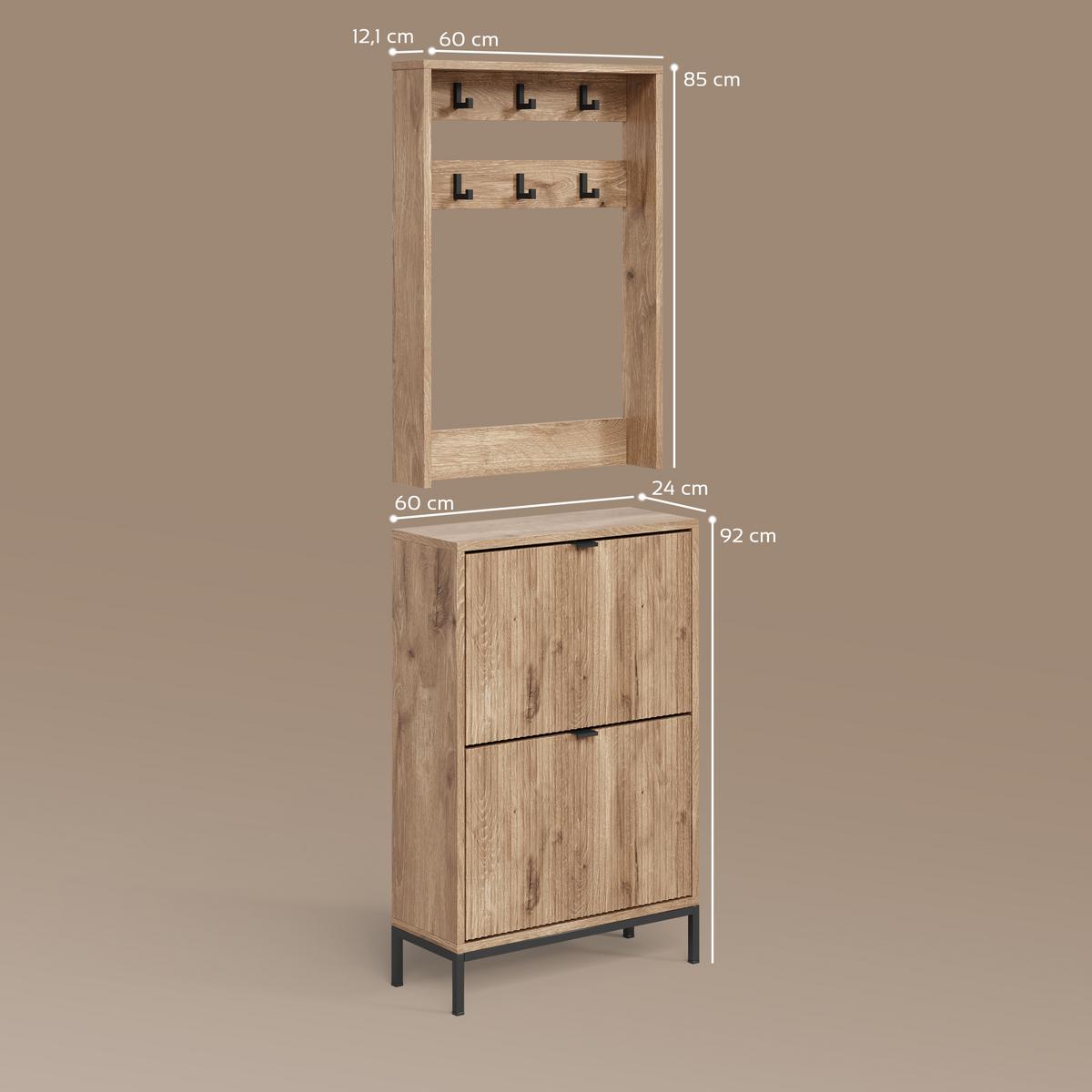 GARDEROBE Aterno Viking Oak Set, 2 Teile - Eichefarben, Holzwerkstoff (60/92/24cm) - Livinity®