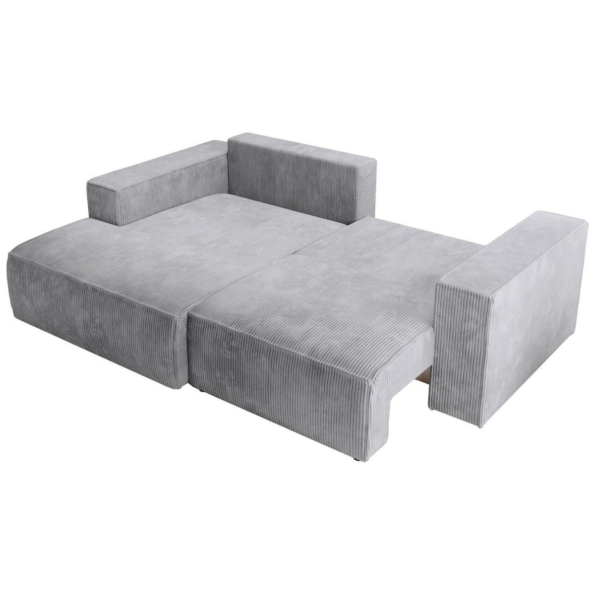 ECKSOFA Farese Mini mit Cordbezug Hellgrau, links - Hellgrau/Schwarz, Textil (240/167cm) - Selsey