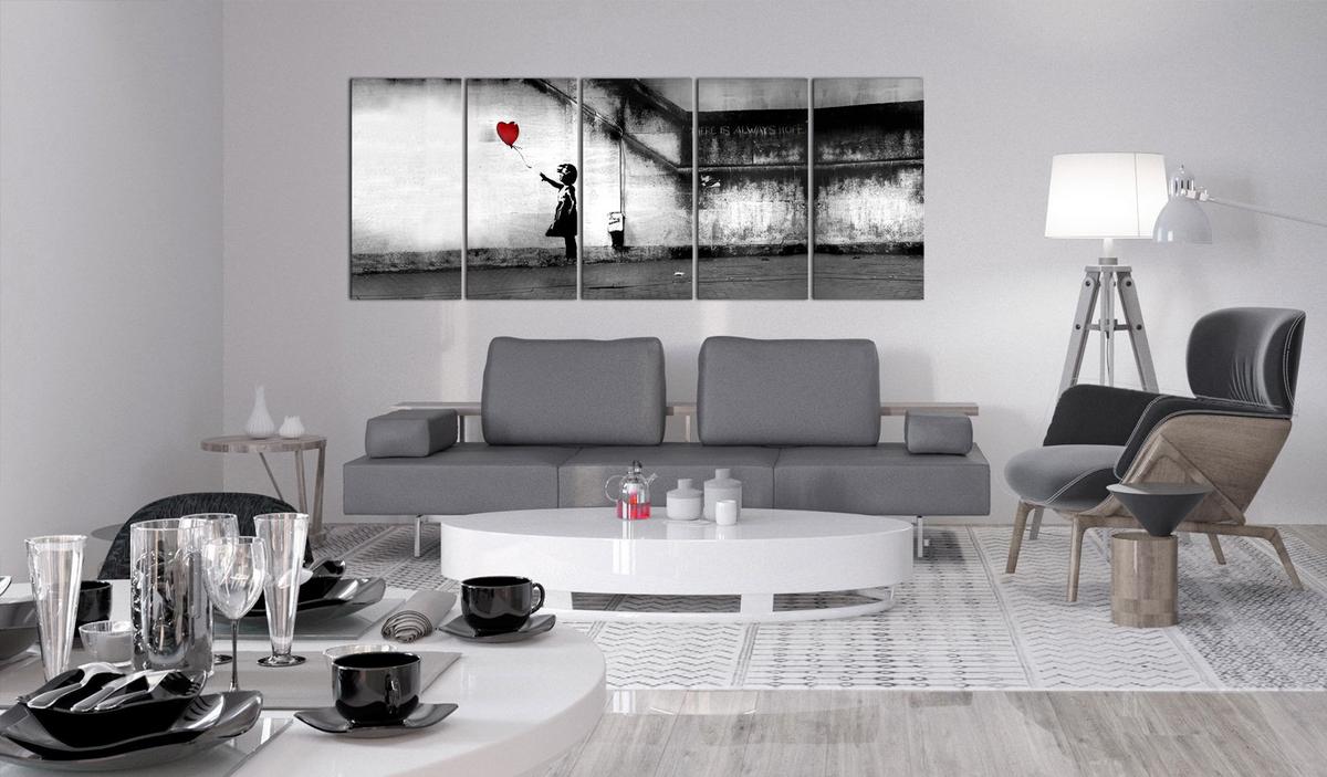 KUNSTDRUCK Schwarz-Weiß 200/80 cm - Rot/Schwarz, Textil (200/80cm) - KUNSTLOFT