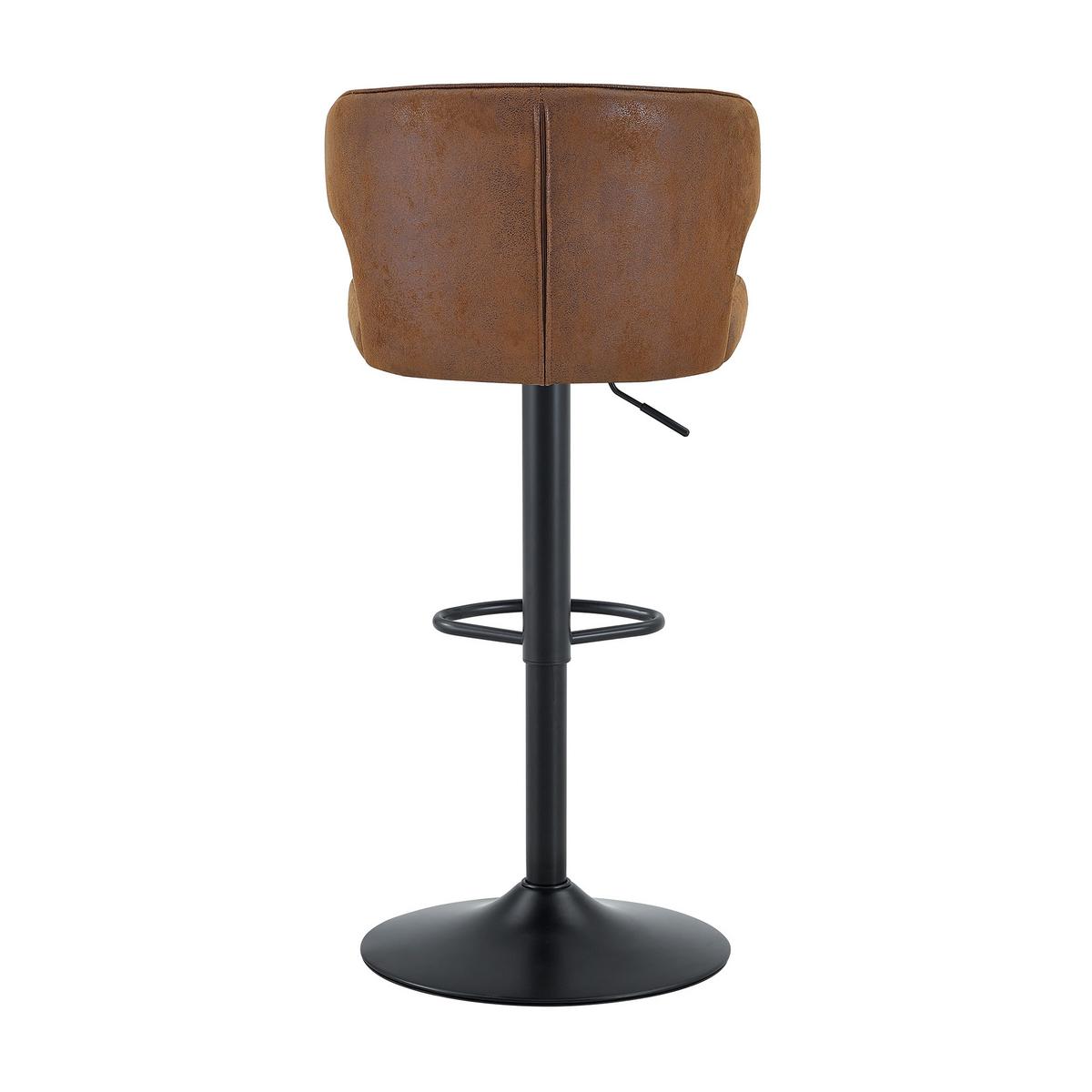 BARHOCKER 2er Set Braun Höhenverstellbar mit Lehne & Fußstütze - Braun, Textil (49.7/110/45cm) - Urban Meuble