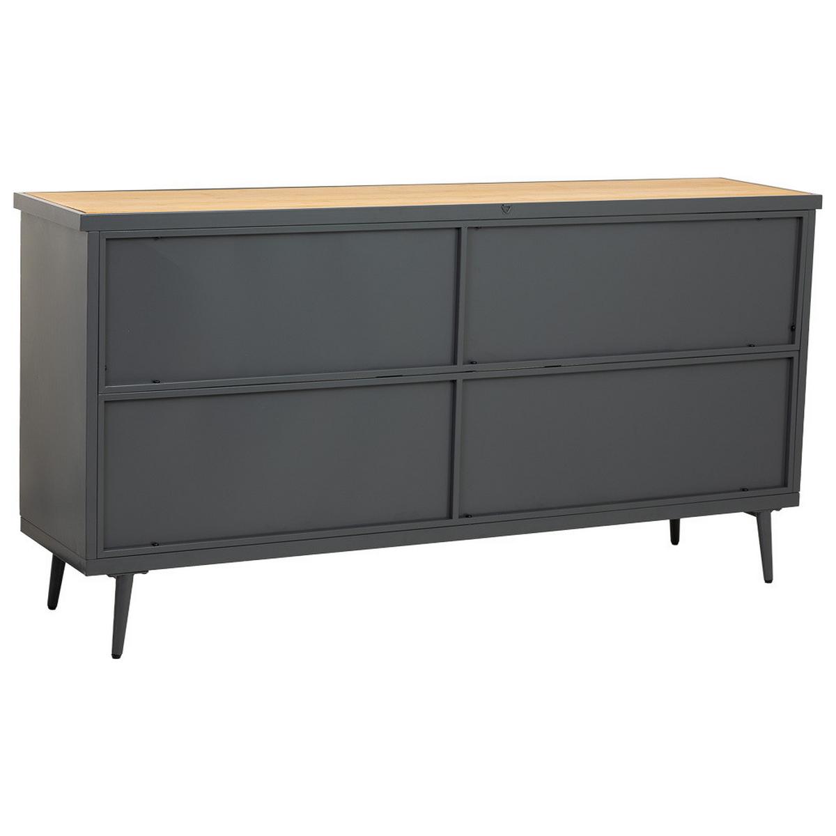 HOLZ-METALLSCHRANK mit Glas 160x36x80 cm - Schwarz, Holz (160/80/36cm) - Wanderlust