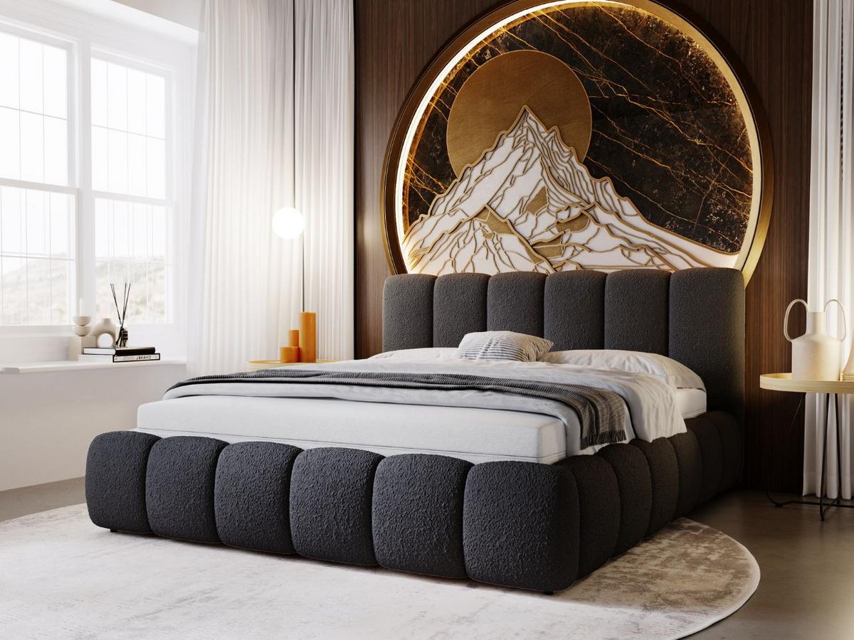 POLSTERBETT Cloud 200x200 Bouclé-Stoff Schwarz - Schwarz, Textil (200/200cm) - Graingold