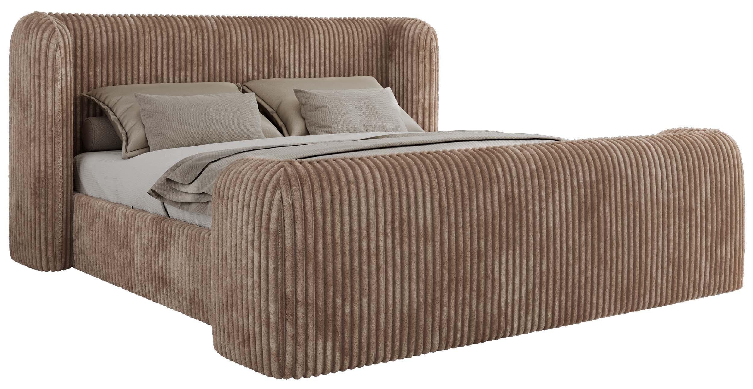 POLSTERBETT EMORA CLASSIC DUO 200/200 - Braun Cord - Pocket-Matratze - Braun, Textil (200/200cm) - MKS