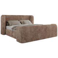 POLSTERBETT EMORA CLASSIC DUO 200/200 - Braun Cord - Multipocket-Matratze - Braun, Textil (200/200cm) - MKS