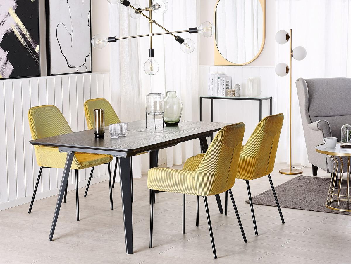 ESSTISCH 160-200/90/75 cm Schwarz Rechteckig Irvington - Schwarz, Holzwerkstoff (200/90/75cm) - Beliani