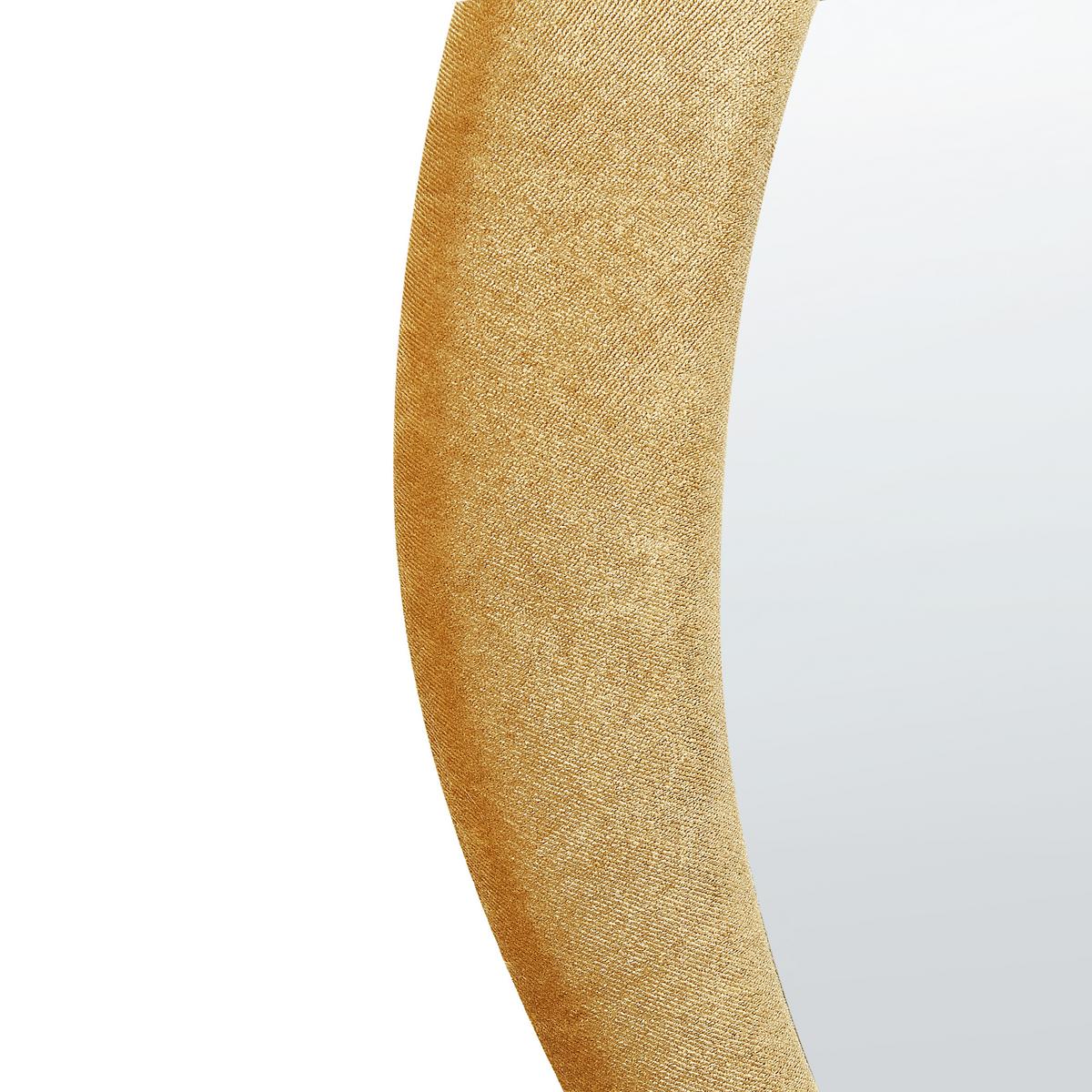 WANDSPIEGEL Samtstoff senfgelb asymmetrisch 61/91 cm Venas - Gelb, Textil (61/91/3cm) - Beliani