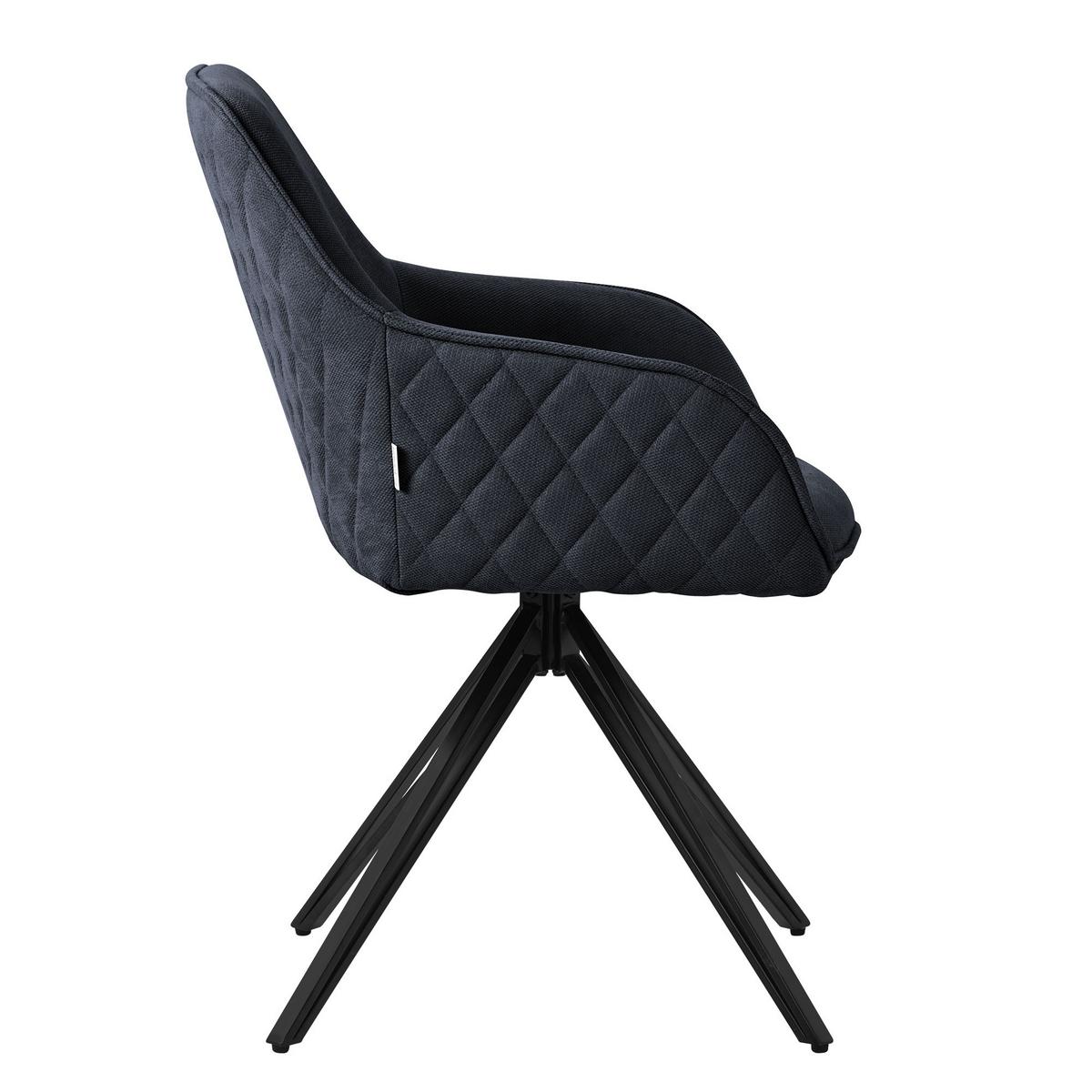 ESSZIMMERSTUHL 2er Set drehbar Anthrazit Webstoff - Anthrazit/Schwarz, Textil/Metall (61/84.5/57cm) - ML-DESIGN