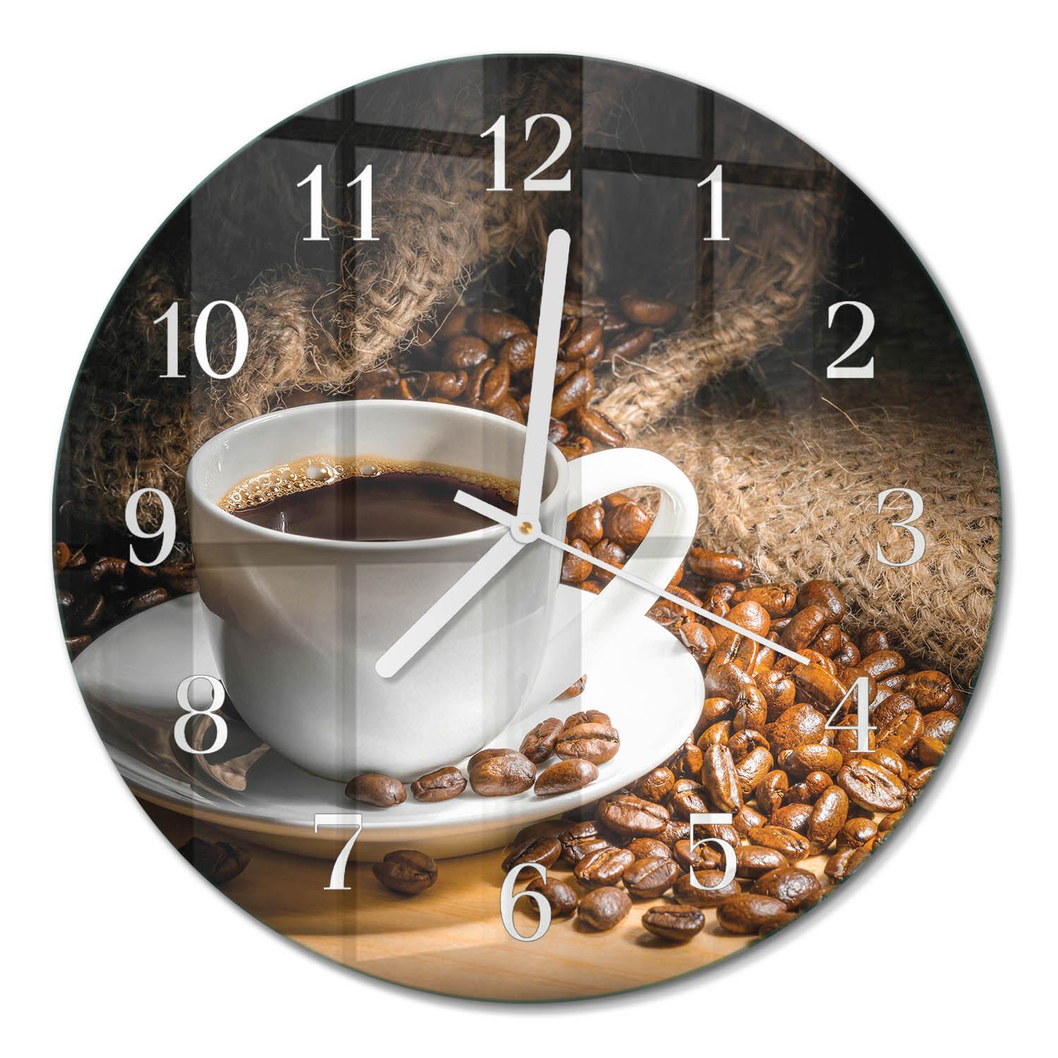 WANDUHR aus Glas Ø30 cm - Kaffee - Braun, Glas (30/30/0.4cm) - TULUP