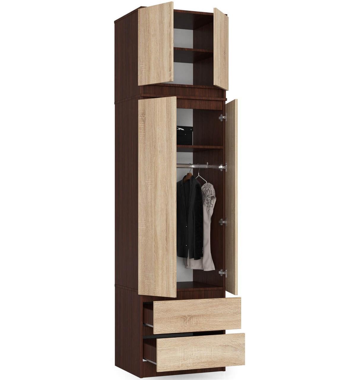 KLEIDERSCHRANK Dunkelbraun, Eiche Sonoma 234/60/51 - Dunkelbraun, Holzwerkstoff (60/234/51cm) - RAUMHIRSCH FURNITURE