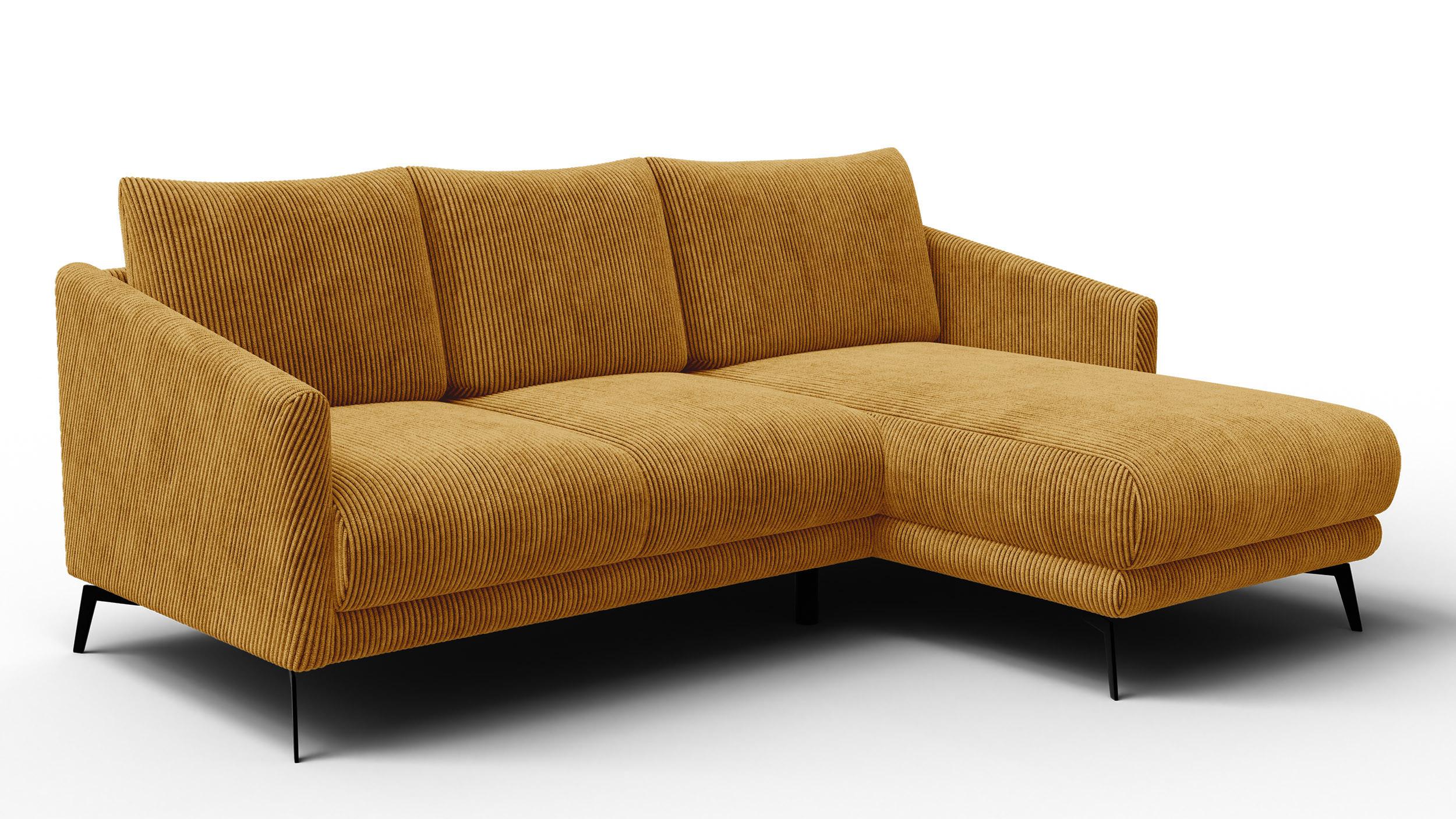 ECKSOFA VILT 3-Sitzer, safran - Gelb/Schwarz, Holzwerkstoff/Textil (221/156cm) - Wozimo